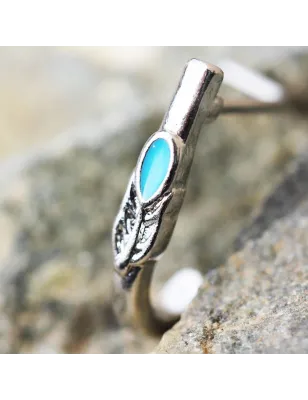 Piercing nez demi-cercle plume turquoise