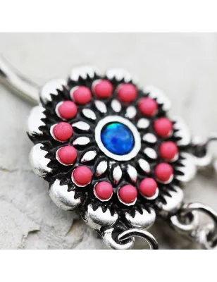 Piercing nombril attrapeur de rêves perles roses