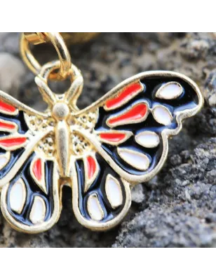 Piercing nombril plaqué or papillon rouge et noir