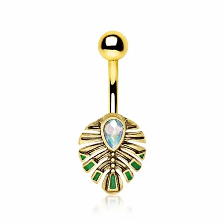 Piercing nombril plaqué or plume égyptienne