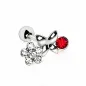 Piercing oreille cartilage hélix papillon et fleur gemme rouge