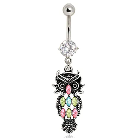 Piercing nombril hibou vintage multicolore