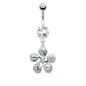 Piercing nombril fleur pétales cinq gemmes