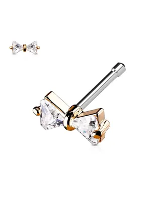 Piercing nez tige droite noeud or rose