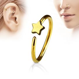 Piercing nez anneau étoile doré