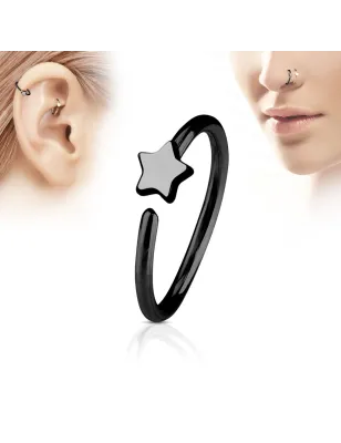 Piercing oreille nez anneau étoile noire