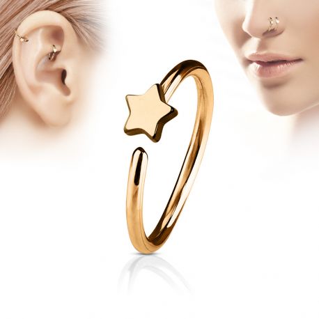 Piercing nez anneau étoile or rose