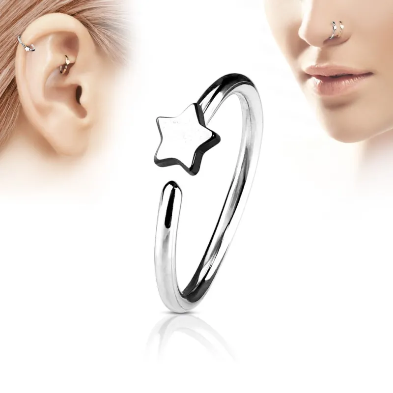 Piercing oreille nez anneau étoile argenté Piercing oreille nez anneau étoile argenté
