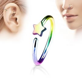Piercing nez anneau étoile multicolore