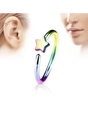 Piercing nez anneau étoile multicolore