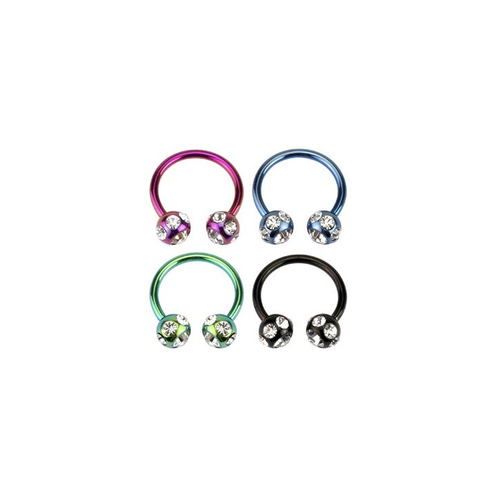 Piercing fer à cheval Titane 7 Strass