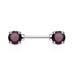 Piercing Téton Barbell Gemmes Ronds Violets