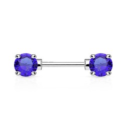 Piercing Téton Barbell Gemmes Ronds Bleu
