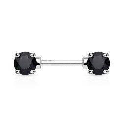 Piercing Téton Barbell Gemmes Ronds Noirs