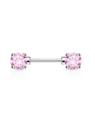 Piercing Téton Barbell Gemmes Ronds Roses