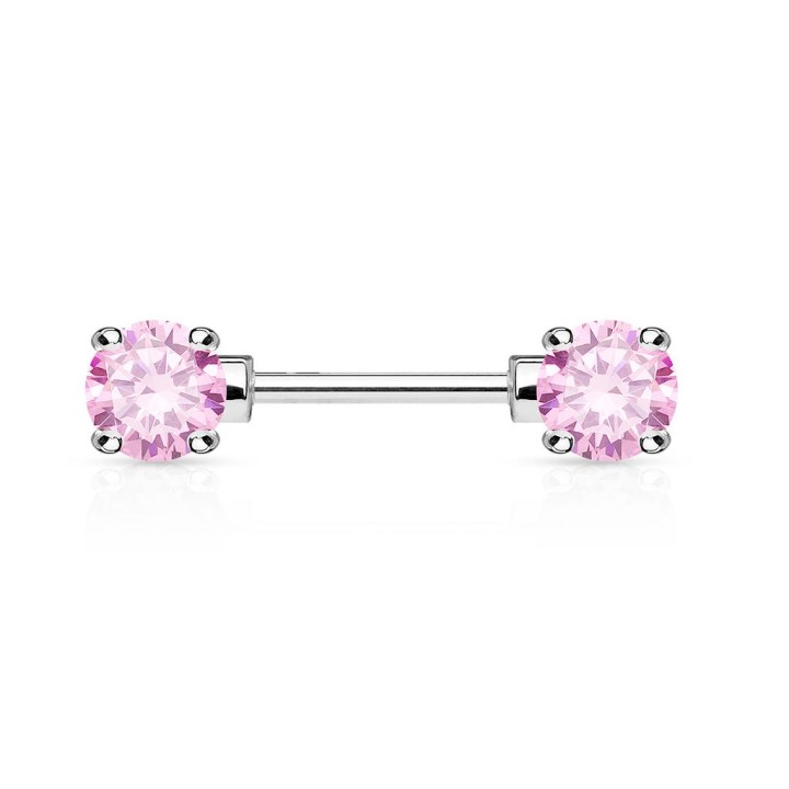 Piercing Téton Barbell Gemmes Ronds Roses