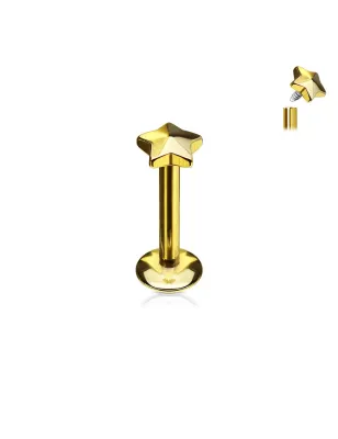 Piercing labret lèvre étoile doré