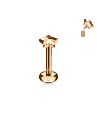 Piercing labret lèvre étoile or rose