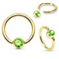 Piercing anneau captif Plaqué Or Strass Vert