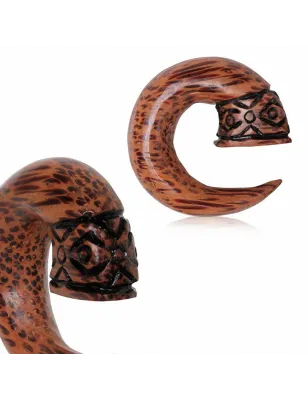 Piercing écarteur spirale en bois de cocotier tribal