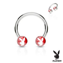 Piercing fer à cheval Playboy rouge