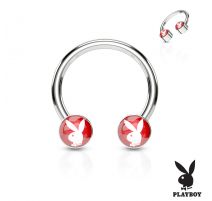 Piercing fer à cheval Playboy rouge