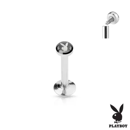 Piercing labret lèvre Playboy noir