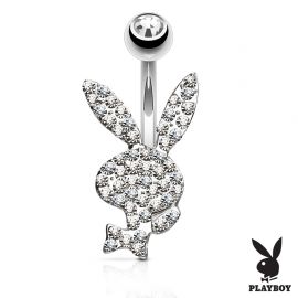 Piercing nombril Playboy cristaux blancs