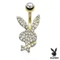 Piercing nombril Playboy plaqué or cristaux blancs