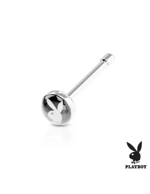 Piercing nez Playboy tige droite noir