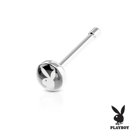 Piercing nez Playboy tige droite noir