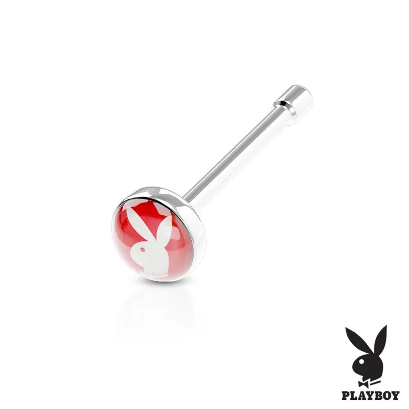 Piercing nez Playboy tige droite rouge