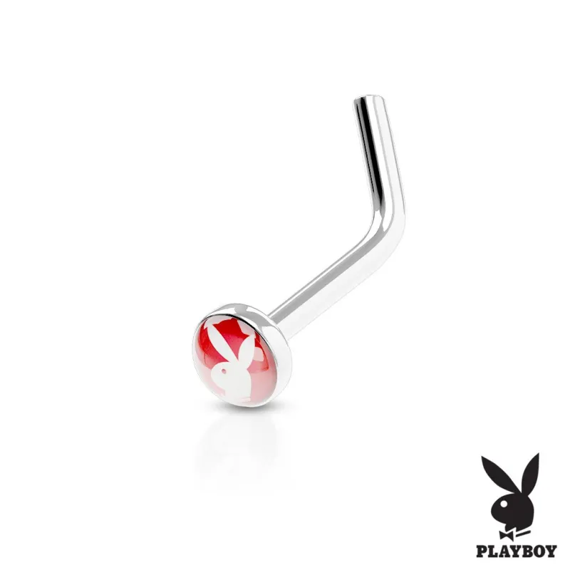 Piercing nez Playboy tige en L rouge