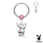 Piercing anneau captif pendentif Playboy gemme rose