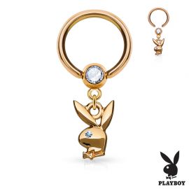 Piercing anneau captif pendentif Playboy or rose