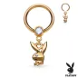 Piercing anneau captif pendentif Playboy or rose