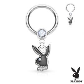 Piercing anneau captif pendentif Playboy noir