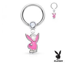 Piercing anneau captif pendentif Playboy rose