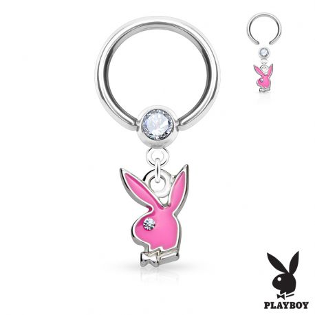 Piercing anneau captif pendentif Playboy rose