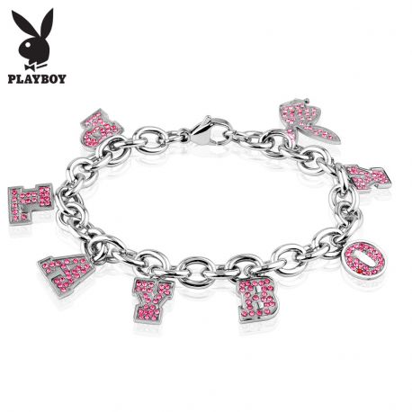 Bracelet Playboy charms strass roses