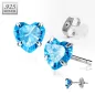 Paire Boucles d'oreille Clous Argent Pierre Coeur Turquoise