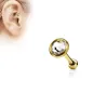 Piercing cartilage doré disque plat strass
