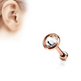 Piercing cartilage or rose disque plat strass