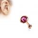 Piercing cartilage or rose disque plat strass rose