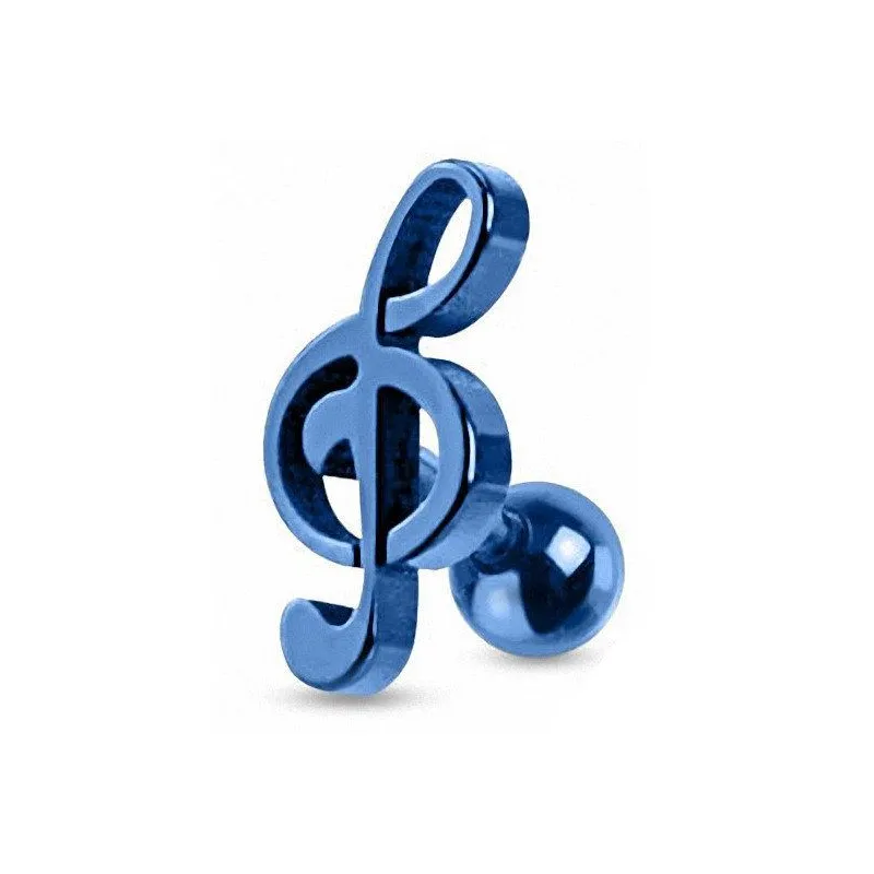 Piercing cartilage clef de sol Bleue
