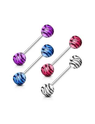 Lot de 4 Piercing langue Billes Zébré