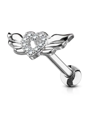 Piercing cartilage coeur avec ailles d'ange