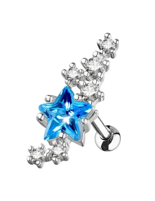 Piercing cartilage étoile turquoise et cluster