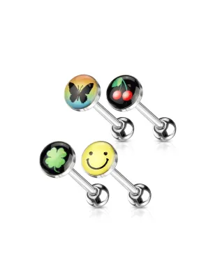 Lot de 4 Piercing langue Logos Smiley