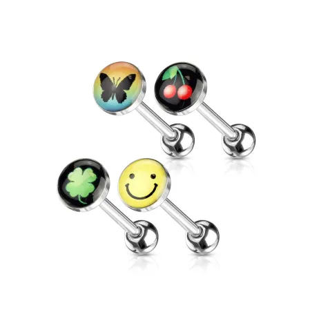 Lot de 4 Piercing langue Logos Smiley